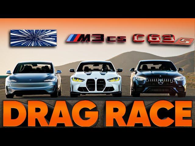 New Tesla Model 3 Performance v BMW M3 CS v AMG C63 S E Perf — Cammisa Ultimate Drag Race Replay