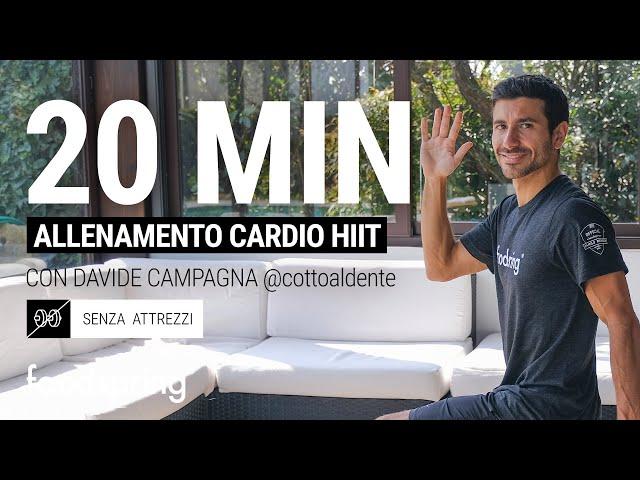 20 min Allenamento a casa a corpo libero | Cardio HIIT con Davide Campagna | foodspring®