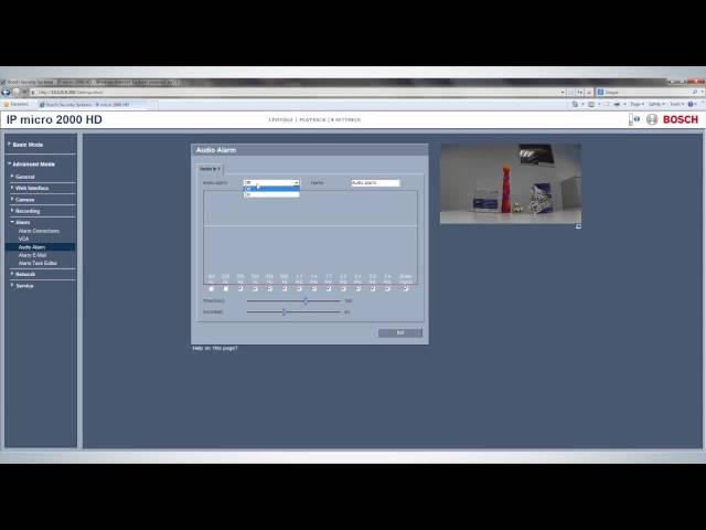 Bosch IP camera configuration -- Audio Alarm