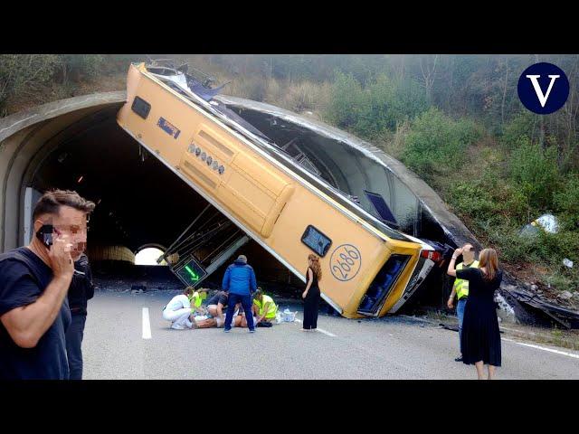 Serious accident of a bus in the C-32 tunnel between Pineda de Mar and Santa Susanna