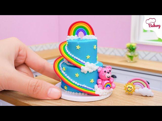 [Mini Cake ] Amazing 2-tier Rainbow Bear Cake Decorating