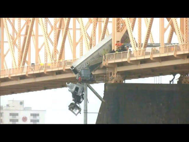 Tractor Trailer Dangled Over Bridge