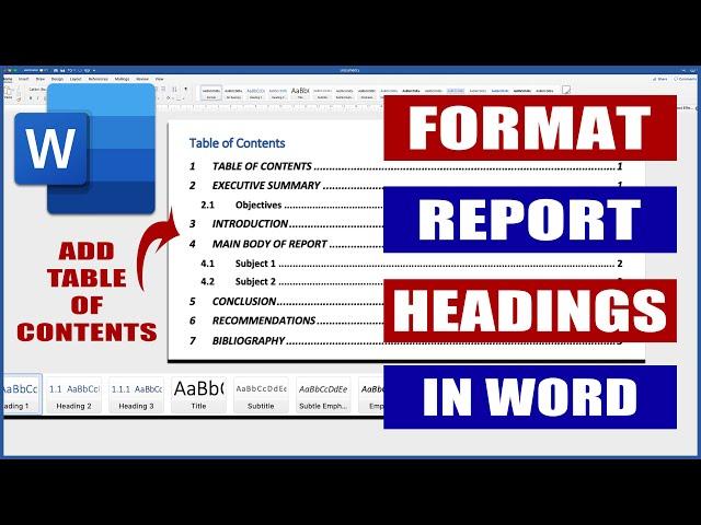 Report Writing Part 1 - Headings and Table of Contents | Microsoft Word Tutorials