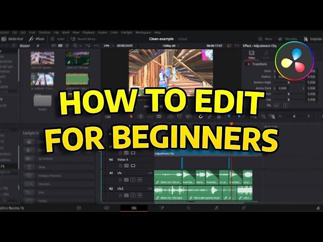 How to Edit a Fortnite Montage for *BEGINNERS* - DaVinci Resolve 18 (No Plugins) TUTORIAL AT 55 Subs