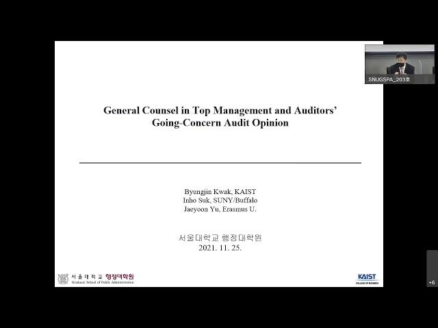 [지속가능회계재정세미나] General counsel in top management and auditors’ going-concern audit opinion_곽병진 교수님