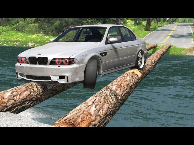 Cars vs Log Bridge – BeamNG.Drive