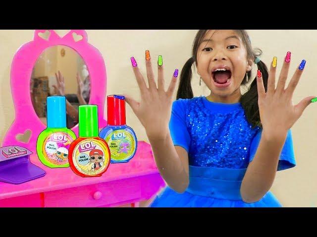 Wendy Pretend Play Painting Nails w/ LOL Surprise Nail Beauty Salon Makeup Toys