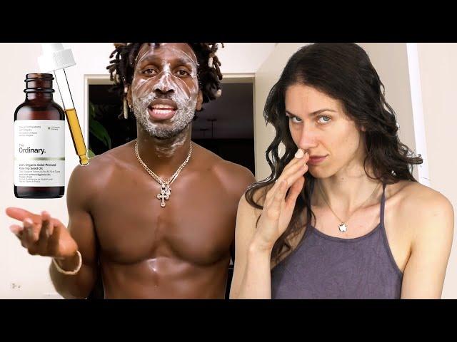 Med Esthetician Reacts To SAINt JHN's Nighttime Skincare Routine | Men's Care? Vit C For Black Skin?