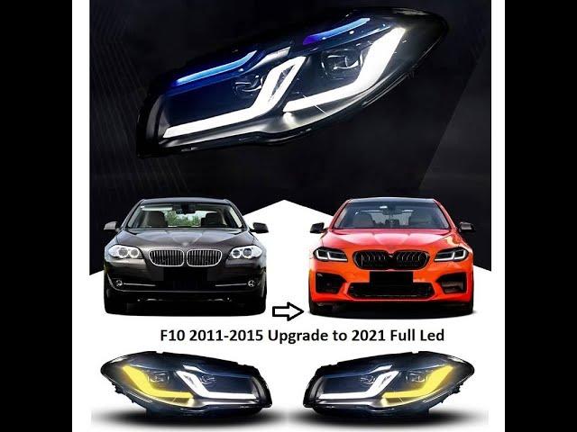 Headlights Set For Bmw 5 F10 /F18 11-17 G30 Look Full Led Laser Style Black Carner