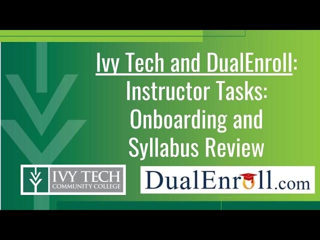 DualEnroll Instructor Tasks: Onboard and Syllabus Review