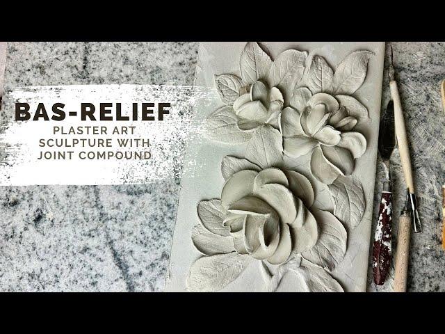 Sculpture painting flowers with joint compound