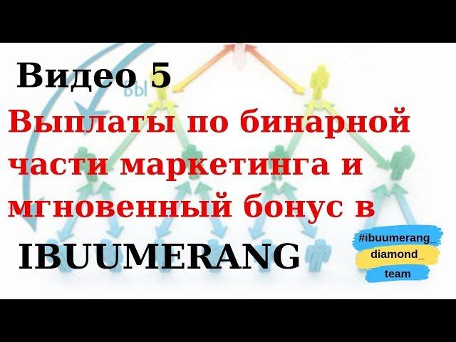 Видео 5 Бинарные и мгновенные выплаты | Выплаты по бинарному маркетингу в компании Ibuumerang