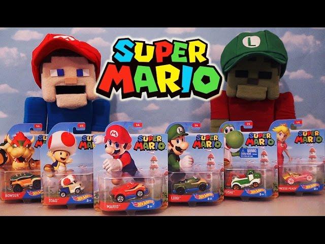 Hot Wheels Super Mario Nintendo Character Cars Die Cast Toy Car Set Luigi Toad Yoshi Unboxing switch