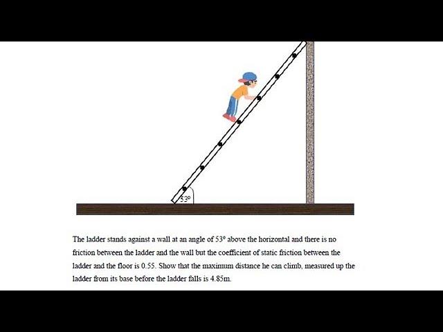 Tut.8, Q.10. Finding the maxim distance the boy can climb on the ladder without falling.