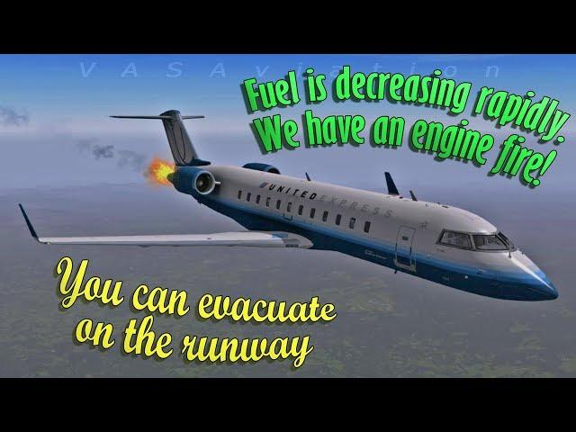 [REAL ATC] Mesa Airlines CRJ-700 FIRE WARNING + FUEL LEAK!