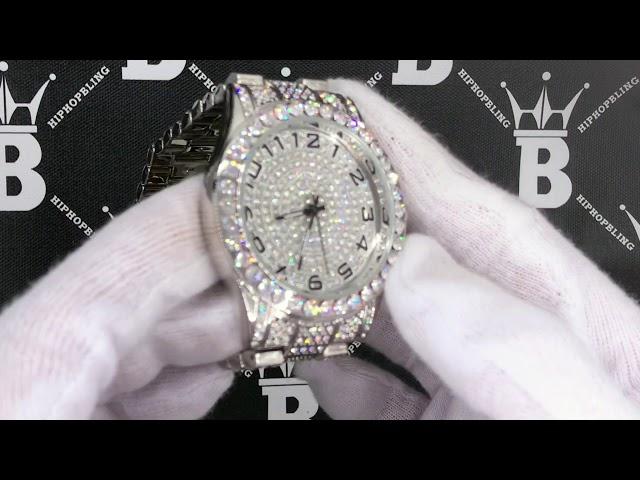 Big Baller Silver Iced Out Bling Hip Hop Watch | WAT8973R