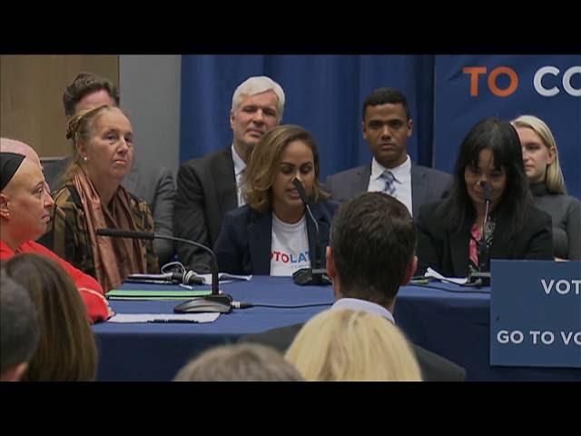 Mayor de Blasio Hosts Press Conference featuring VL Communications Manager Audrey Lopez