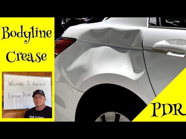 Removing Large Bodyline Crease Dent with PDR! | TIPS & Techniques!