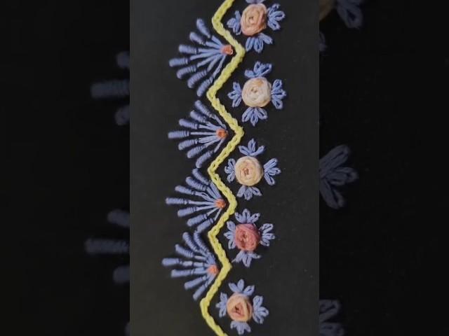 beautiful border line#handembroidery #embroidery #flowers #embroiderythread #Trisha art of threads