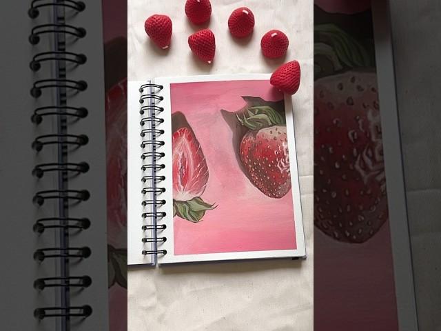 Клубника гуашью за 40 минут  #art #картина #watercolor #рек #клубника #какрисовать