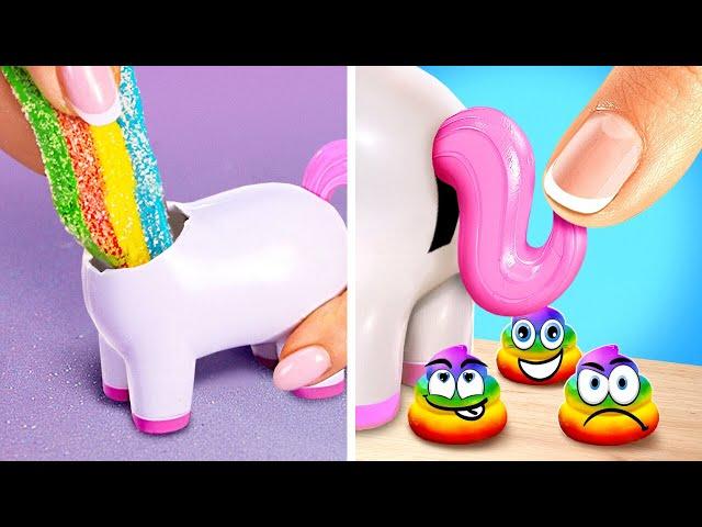 WOW! It's CANDY UNICORN POO  *BIG VS SMALL ASMR SWEETS*