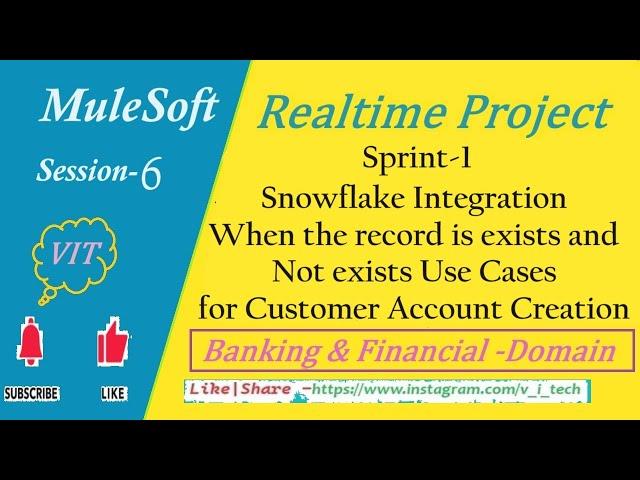MuleSoft | Realtime Project -Session-6|  #vitechtalks | Sprint-1 Snowflake Integration for usecase