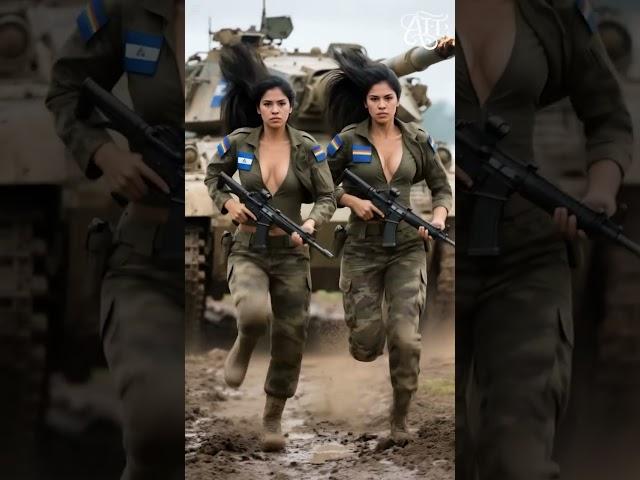 Stunning Twin Female Tank Soldiers run ep06 #military #animals #midjourney #heroic   AI Military Uni