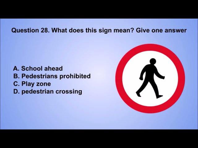 Road Signs And Traffic Signs Test / Driving Theory Test Questions & Answers UK.