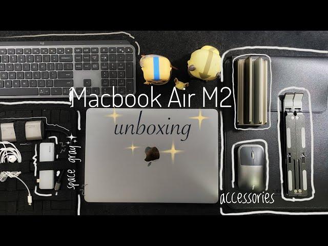 M2 macbook air unboxing + accessories haul + customization