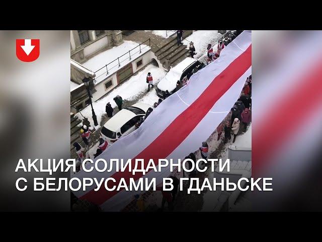 Акция солидарность с белорусами в Гданьске 7 февраля