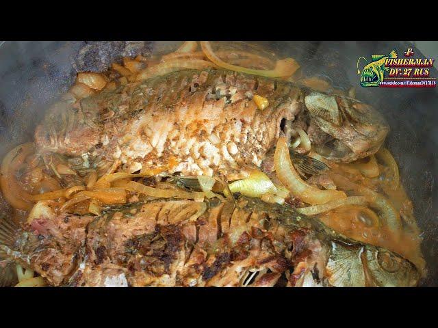 Fried crucians, WITHOUT FLOUR and WITHOUT OIL, I fry the fish in a pan ON THE WATER!