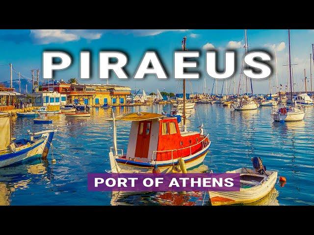 PIRAEUS, the Port City of ATHENS, Greece  | 4K 2023 Summer Walking Tour | Ferry Port, City, Marina