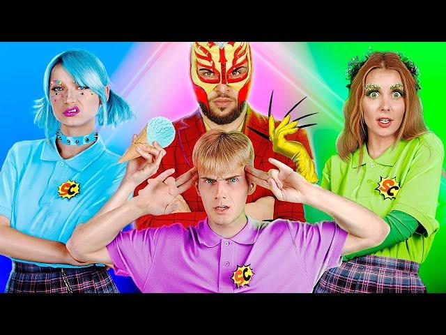 Superheroes at College! Types of Superheroes by Woohoo