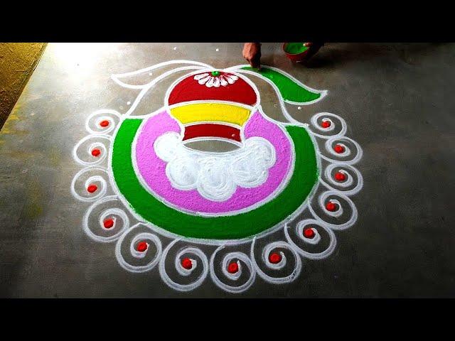 Pongal2023 paanai kolam|5*3sankranti chukala muggulu|bhogi Kundalu muggulu|easy pot Amazing rangoli