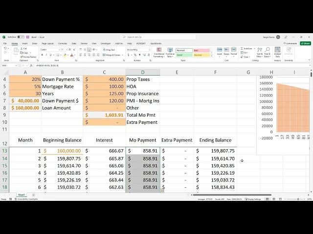 Building a Mortgage Calculator in Excel with Amortization Table