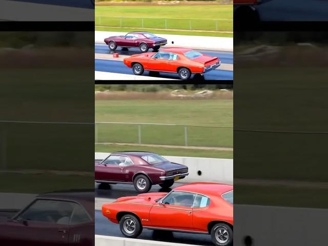 ‘69 GTO Judge 400 4 speed vs. ‘68 Firebird 400 Pure Stock Muscle Car Drag Race #musclecar #dragrace