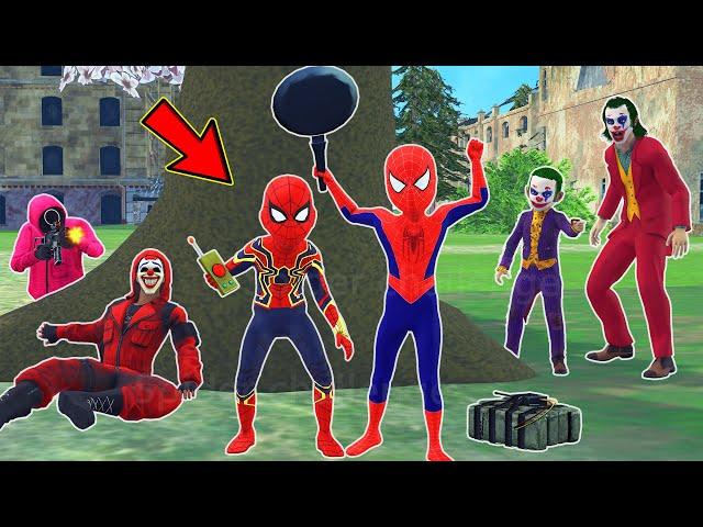 team spider man vs bad guy joker ► kid spider-man escapes from joker - funny animation