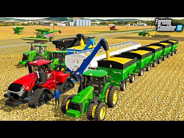 INSANE GRAIN TRAIN FOR CORN HARVEST! 5,000 ACRES LEFT | FS22