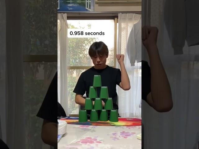 Cup Stacking with my Japanese Cousin! #cupstacking #cup #speed