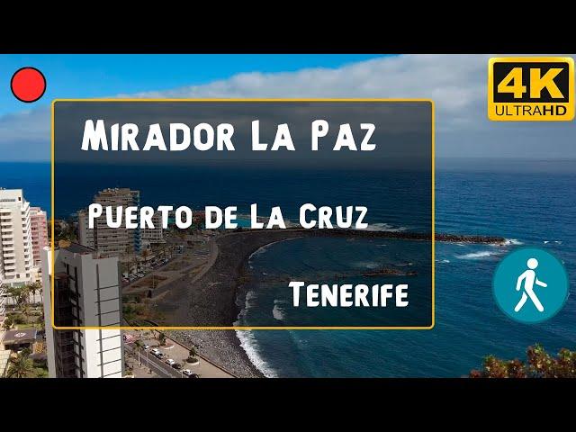 La Paz viewpoint - Mirador de La Paz - Puerto de La Cruz - Tenerife - Spain. Walk - 4K