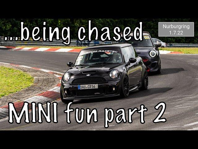 MINIS GOING WILD! MINI JCW chasing MINI GP3 Nurburgring Nordschleife 01.07.22