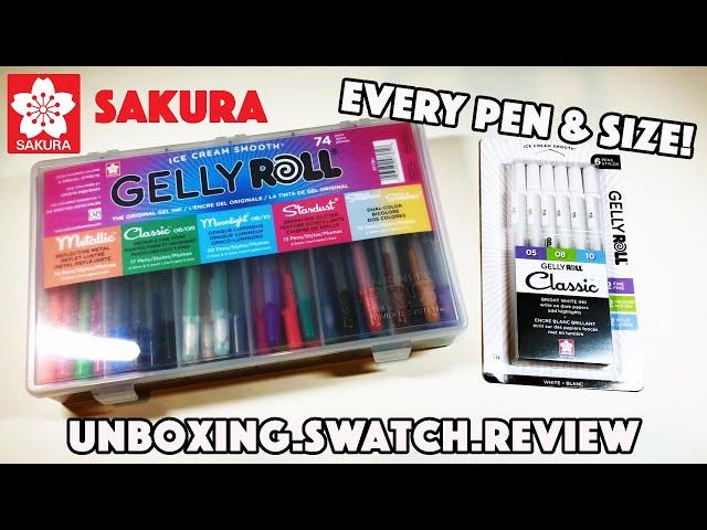 ALL SAKURA GELLY ROLLS 74pc Gift Set & White Pens (ALL SIZES) COMPLETE SET | Unboxing Swatch Review