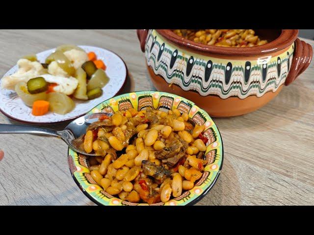 Beans in an oven casserole with mushrooms! Easy Lean Bean Recipe!