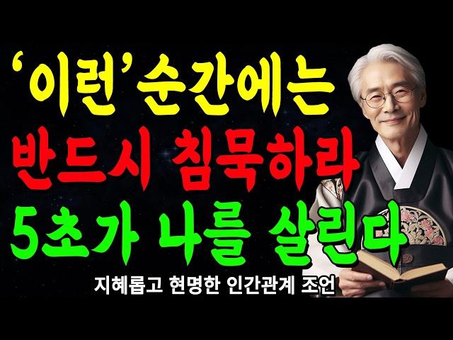 "아무리 말하고 싶어도, 5초만 침묵하라, 모두가 내 편이 된다" | 상대가 다그쳐도, 딱 5초만 침묵하세요 | 지혜롭고 현명한 인간관계 조언 | 인생 | 명언 | 마음 | 행복