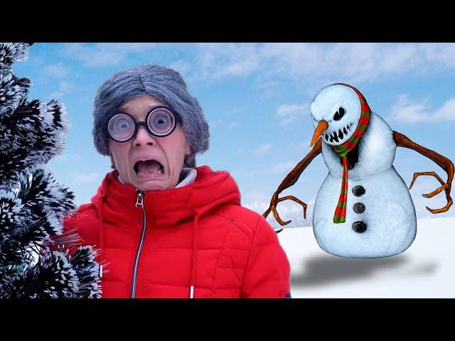 Super Granny VS Crazy Snowman in real life