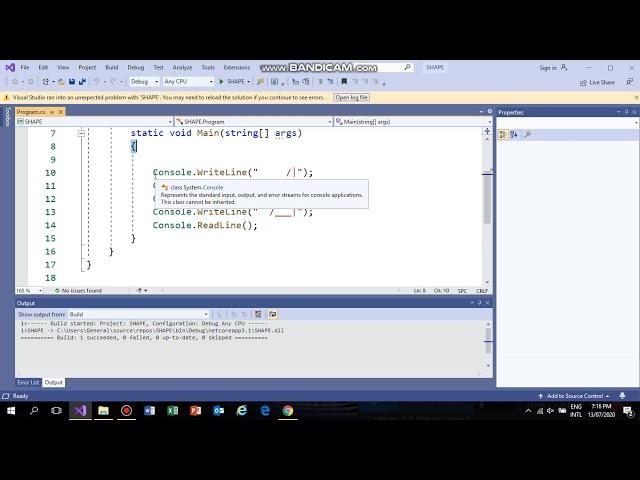 C#SHAPE PROGRAM IN VISUAL STUDIO 2019