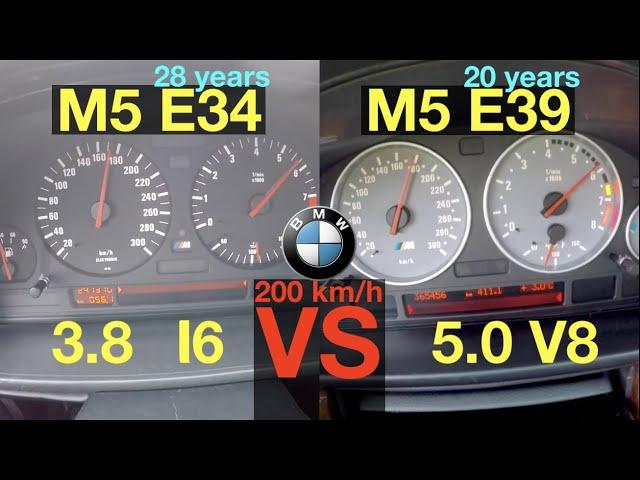 INSANE ACCELERATION BATTLE | BMW M5 3.8 E34 vs BMW M5 E39 5.0 | 340 vs 400 PS | Leightweight vs V8