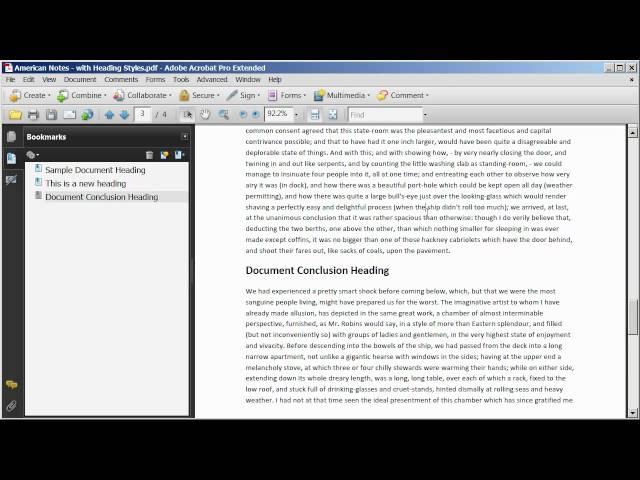 Adding and Editing Bookmarks in a PDF Document