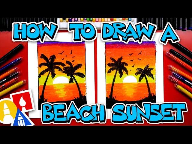 How To Draw A Beach Sunset - Blending Gel Crayons