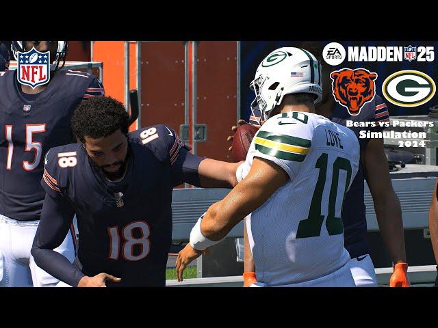 Madden NFL 25 Chicago Bears vs Green Bay Packers White Alternate Helmets Simulation PS5 Game Play